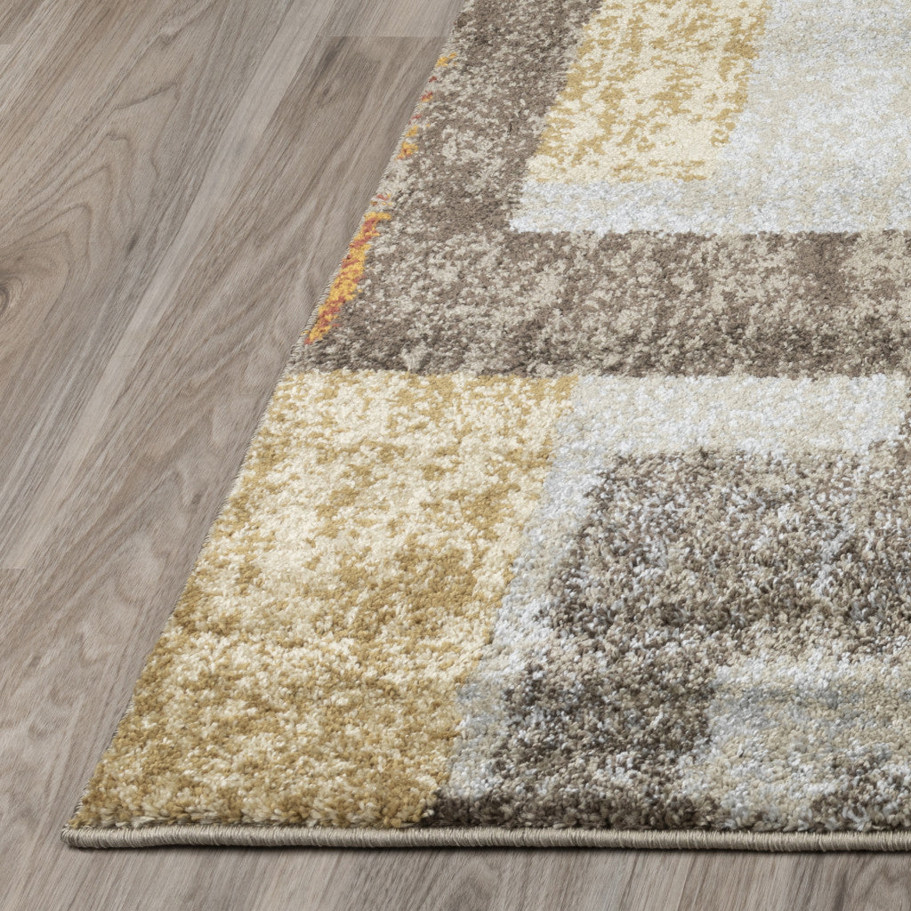 3' X 5' Grey And Brown Geometric Area Rug