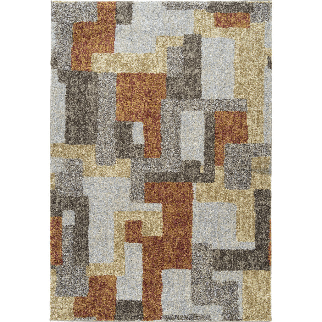 10' X 13' Grey And Brown Geometric Area Rug