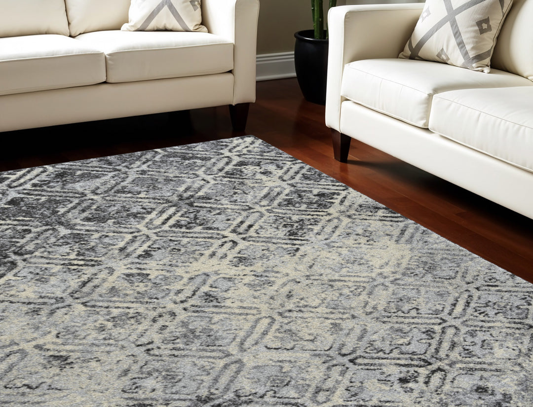 10' X 13' Grey Diamond Area Rug