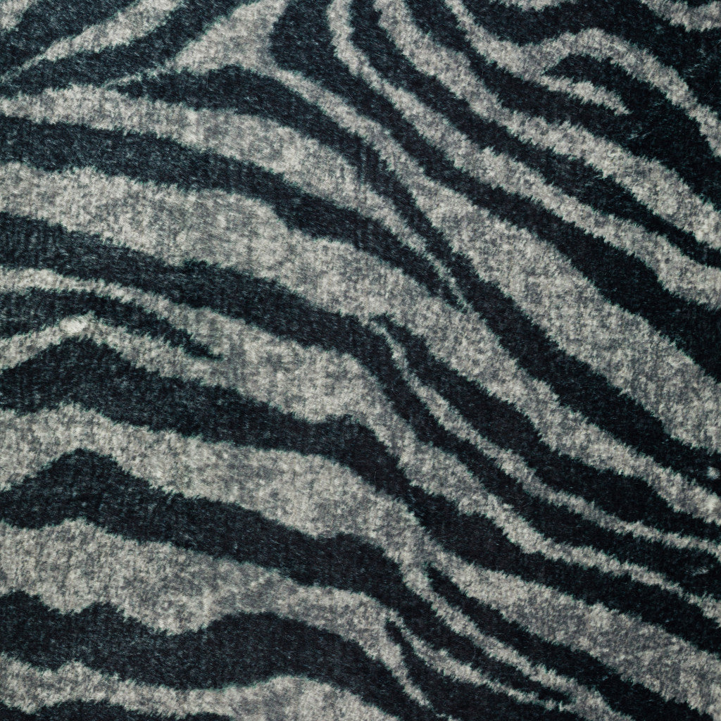 2' X 3' Black and Gray Zebra Print Shag Handmade Non Skid Area Rug