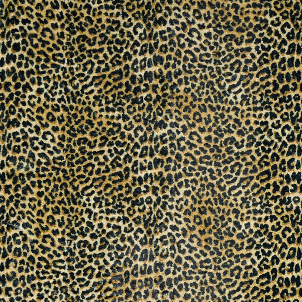 2' X 3' Black and Gold Leopard Print Shag Handmade Non Skid Area Rug