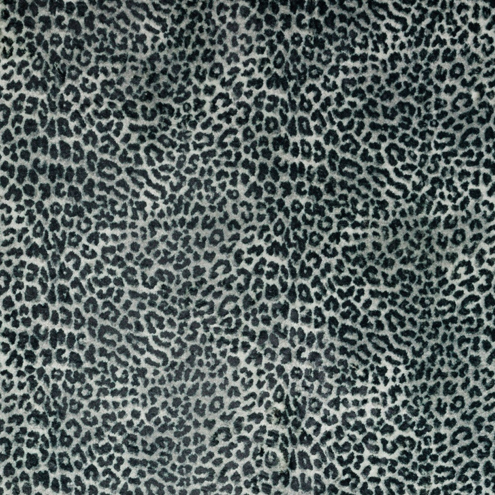 2' X 3' Black and Gray Leopard Print Shag Handmade Non Skid Area Rug