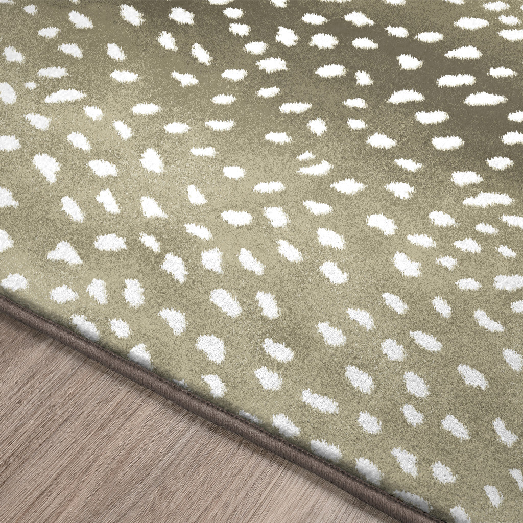 2' X 3' Beige Gazelle Print Shag Handmade Non Skid Area Rug