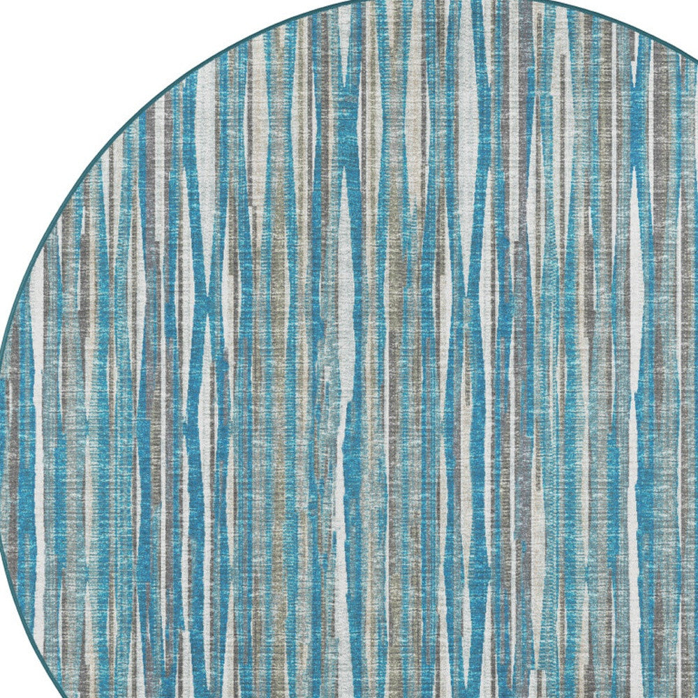 10' Blue Round Ombre Tufted Handmade Area Rug