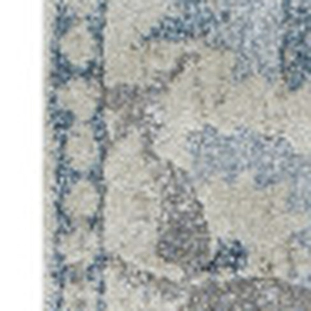 10' X 13' Blue Oriental Distressed Area Rug