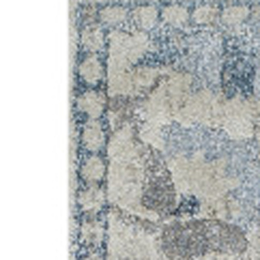 10' X 13' Blue Oriental Distressed Area Rug