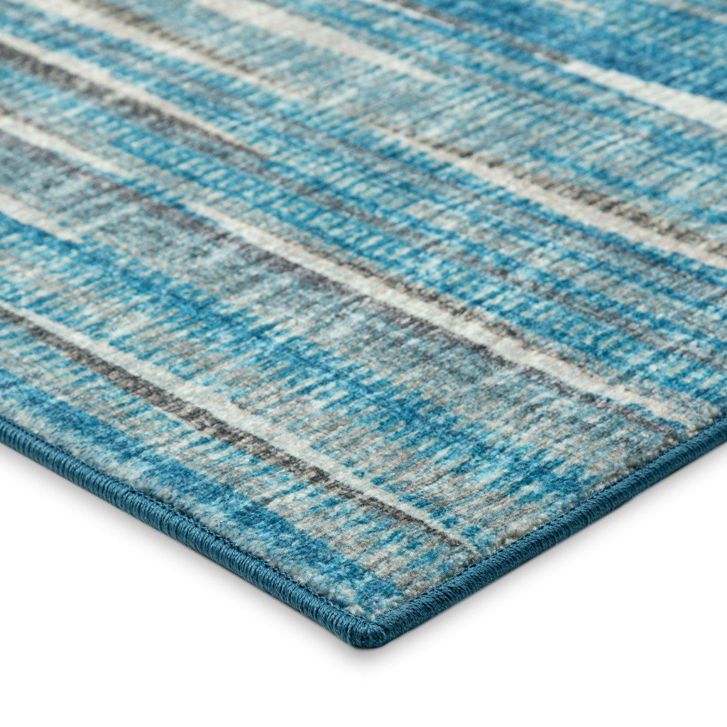 12' Blue and Ivory Ombre Hand Tufted Runner Rug