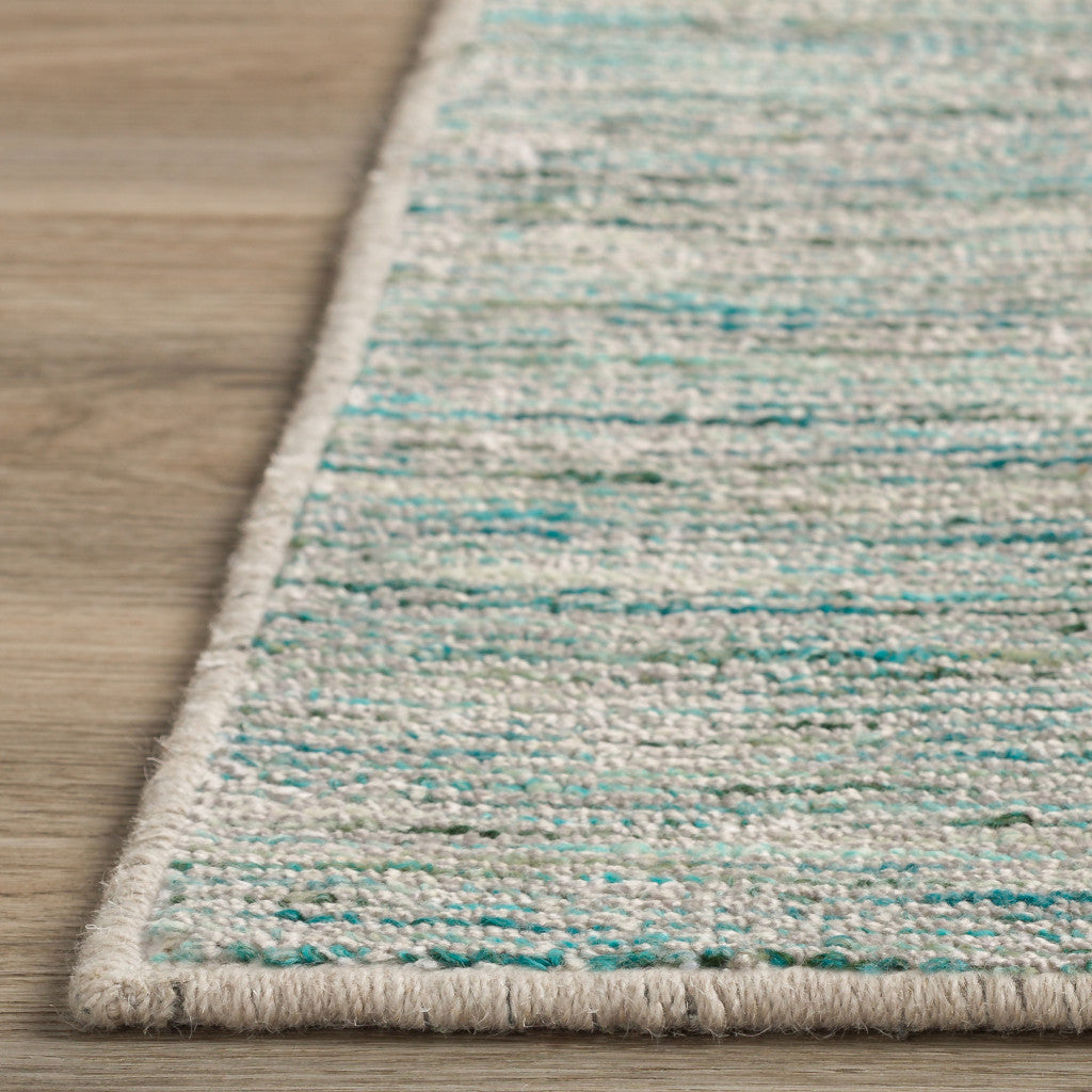 12' Green and Ivory Wool Hand Loomed Runner Rug