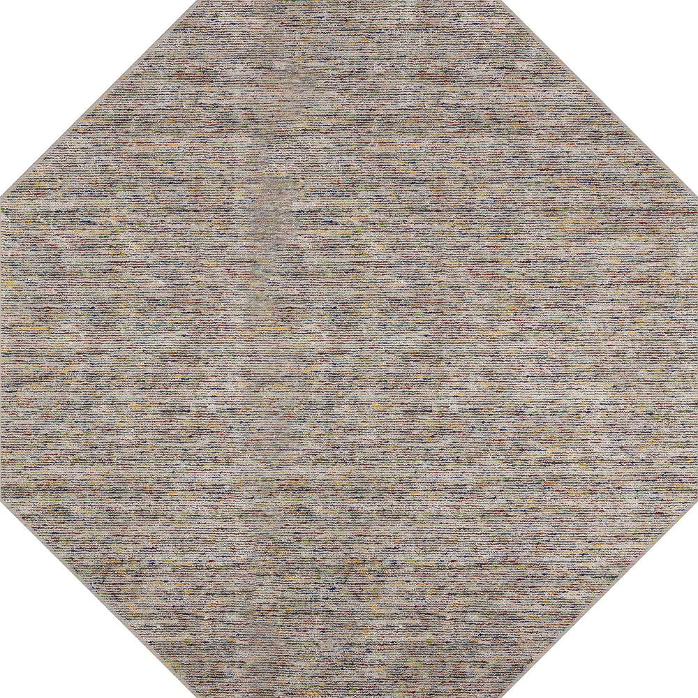 10' Gray and Yellow Octagon Wool Hand Loomed Area Rug