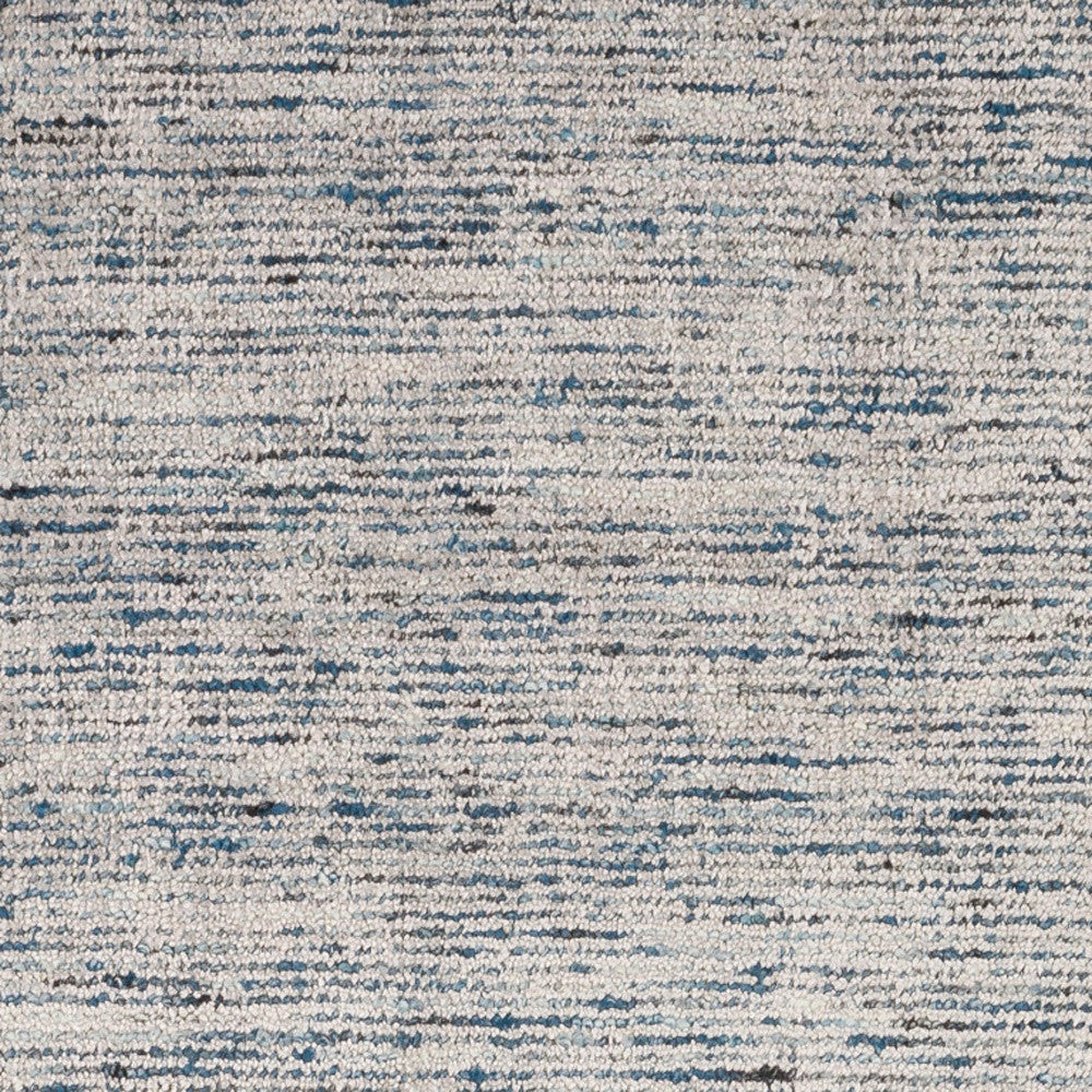 12' Blue and Ivory Wool Hand Loomed Runner Rug