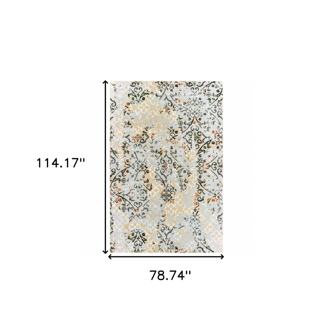 2' X 8' Grey And Gold Abstract Power Loom Stain Resistant Runner Rug