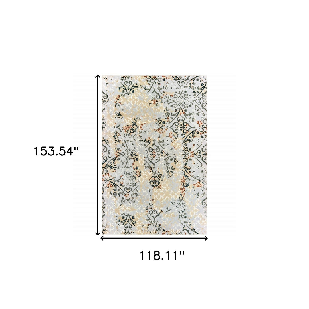 2' X 8' Grey And Gold Abstract Power Loom Stain Resistant Runner Rug