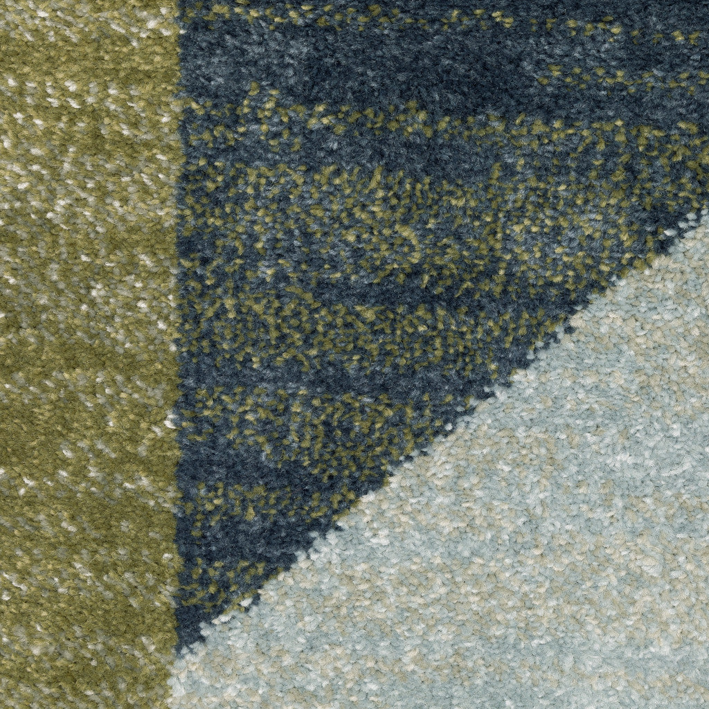 3' X 5' Grey Teal Blue Rust Green And Ivory Geometric Power Loom Stain Resistant Area Rug