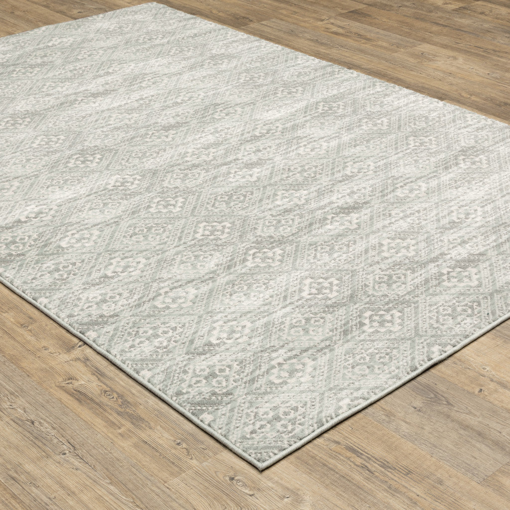 4' X 6' Grey Geometric Power Loom Stain Resistant Area Rug