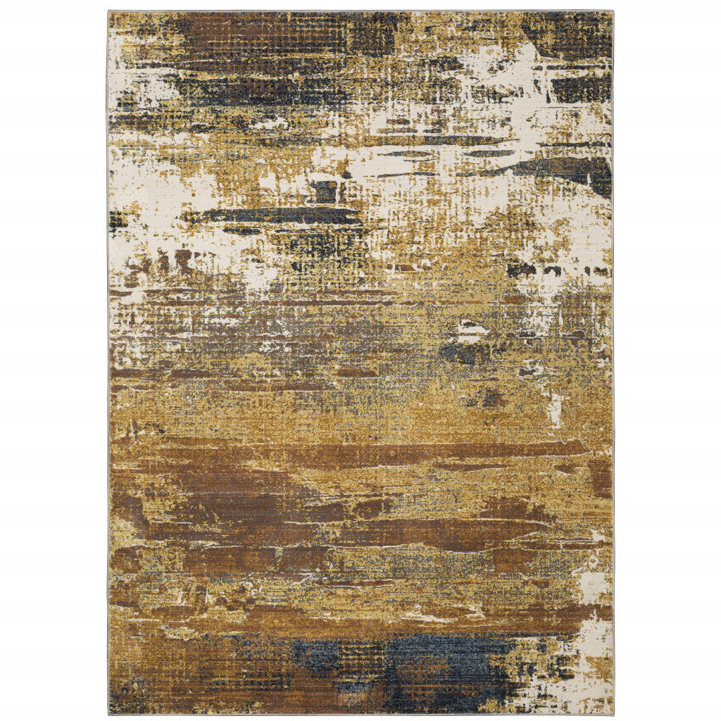 2' X 8' Blue Green Grey Brown And Beige Abstract Power Loom Stain Resistant Runner Rug