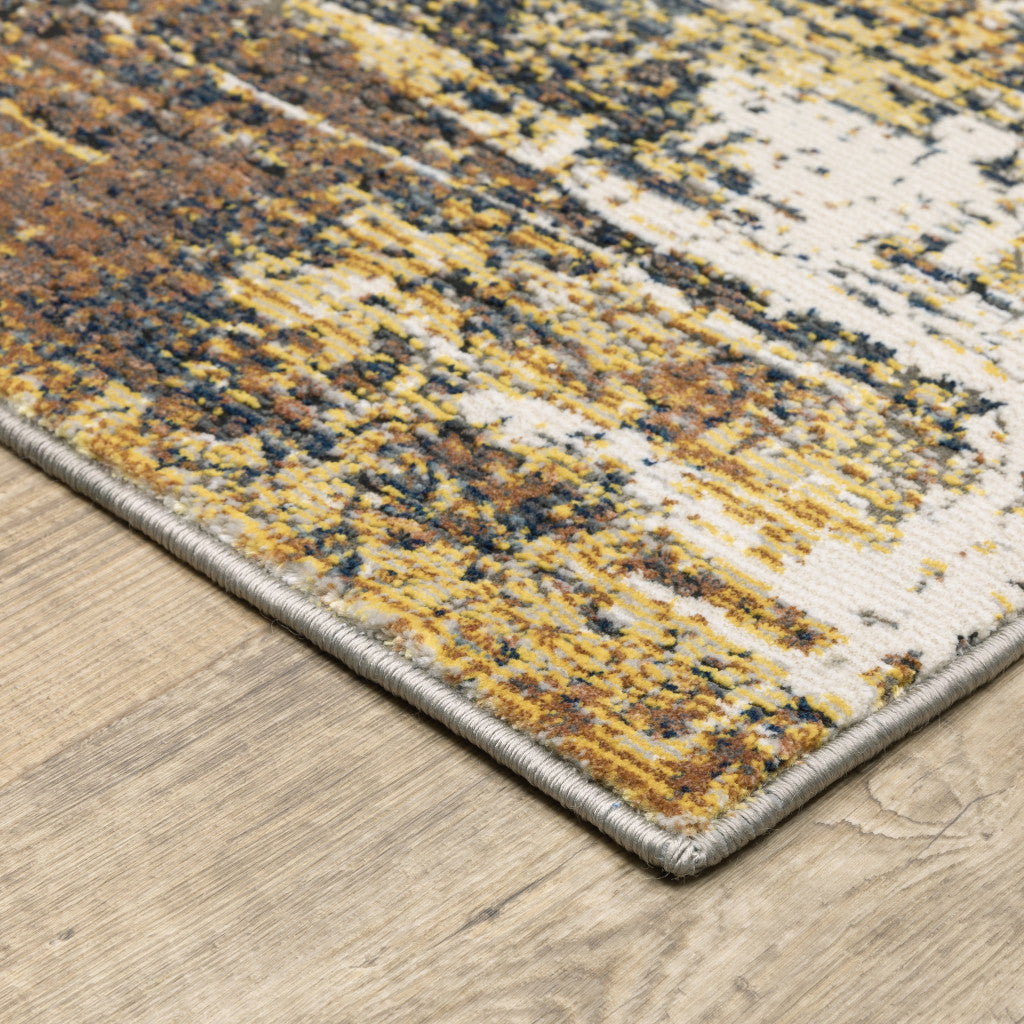 2' X 8' Blue Green Grey Brown And Beige Abstract Power Loom Stain Resistant Runner Rug