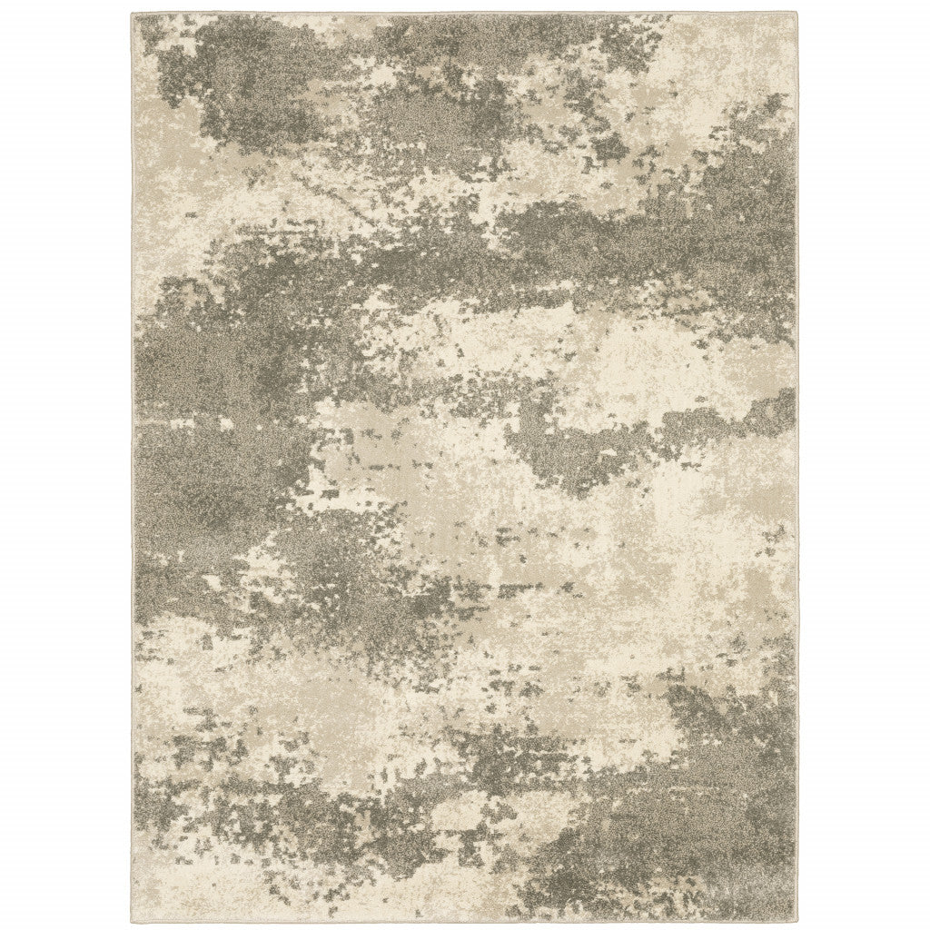 2' X 8' Beige And Grey Abstract Power Loom Stain Resistant Runner Rug