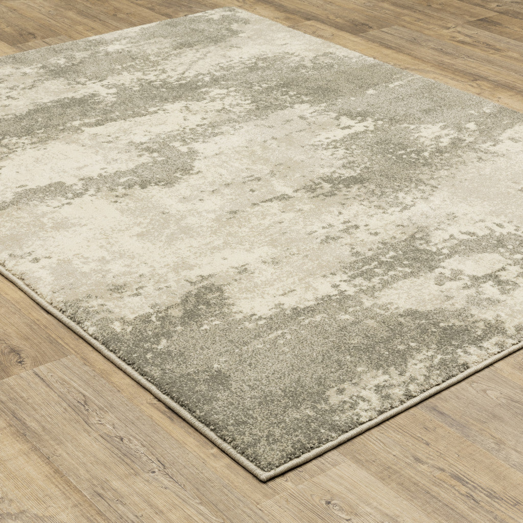 2' X 8' Beige And Grey Abstract Power Loom Stain Resistant Runner Rug