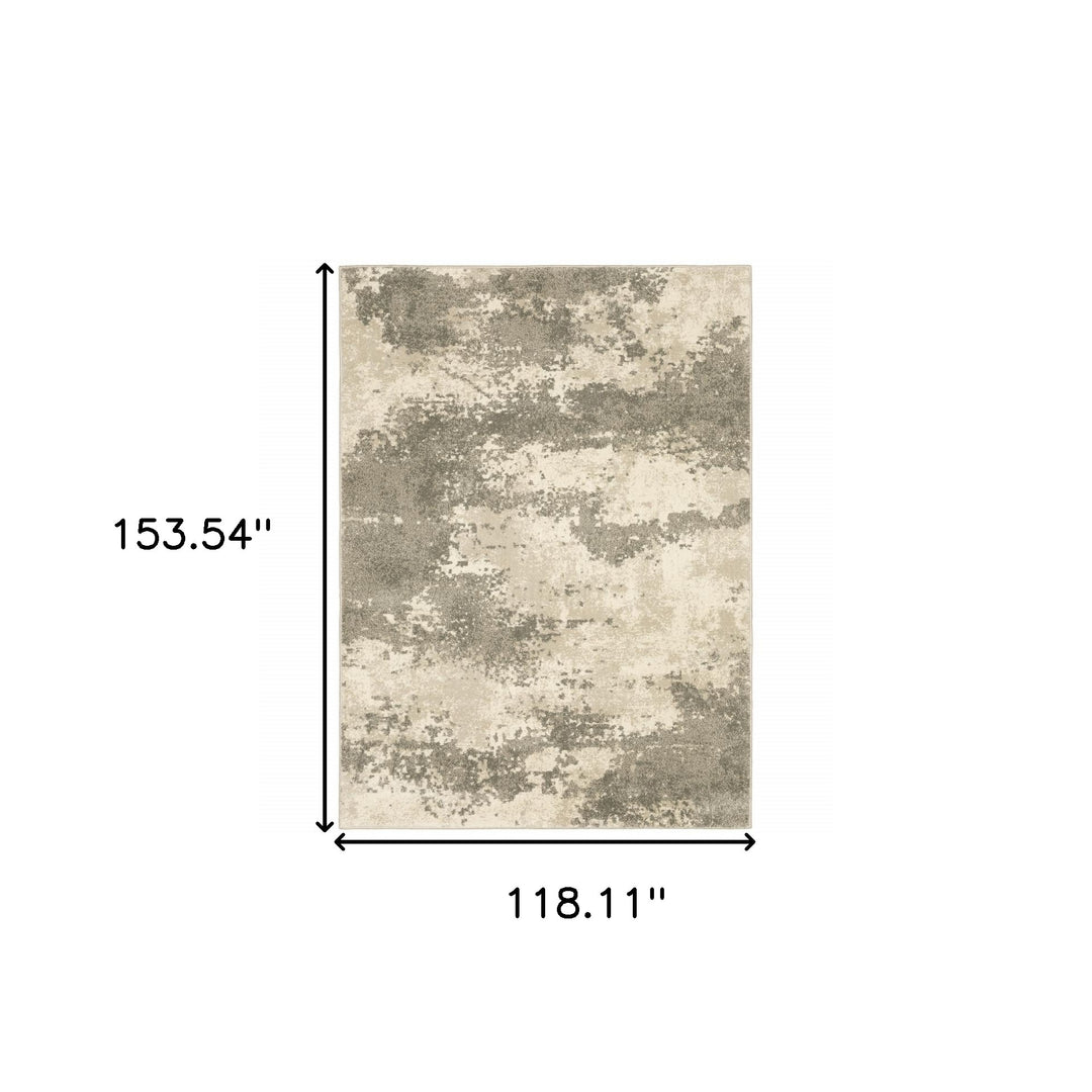 2' X 8' Beige And Grey Abstract Power Loom Stain Resistant Runner Rug