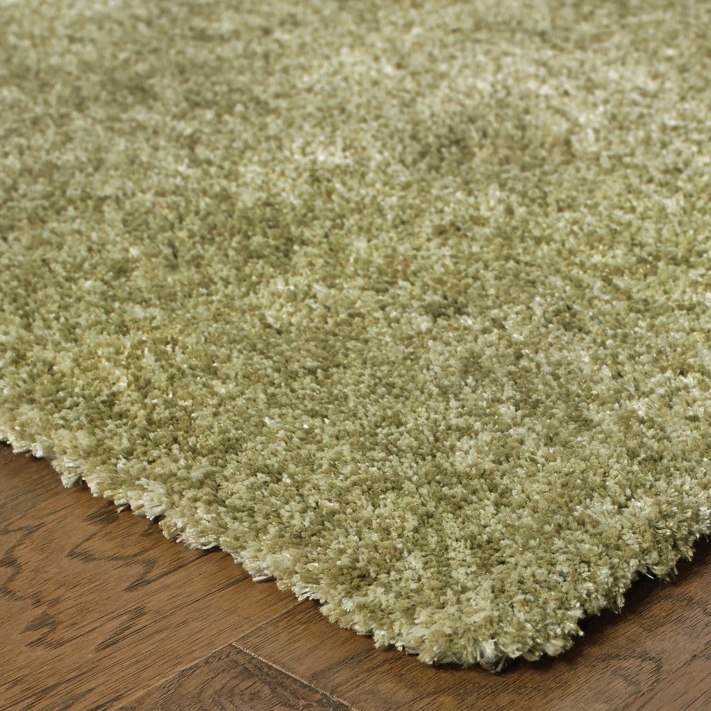 10' X 13' Olive Green Shag Tufted Handmade Stain Resistant Area Rug