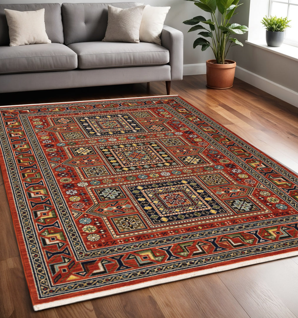 2' X 3' Blue and Red Oriental Power Loom Area Rug