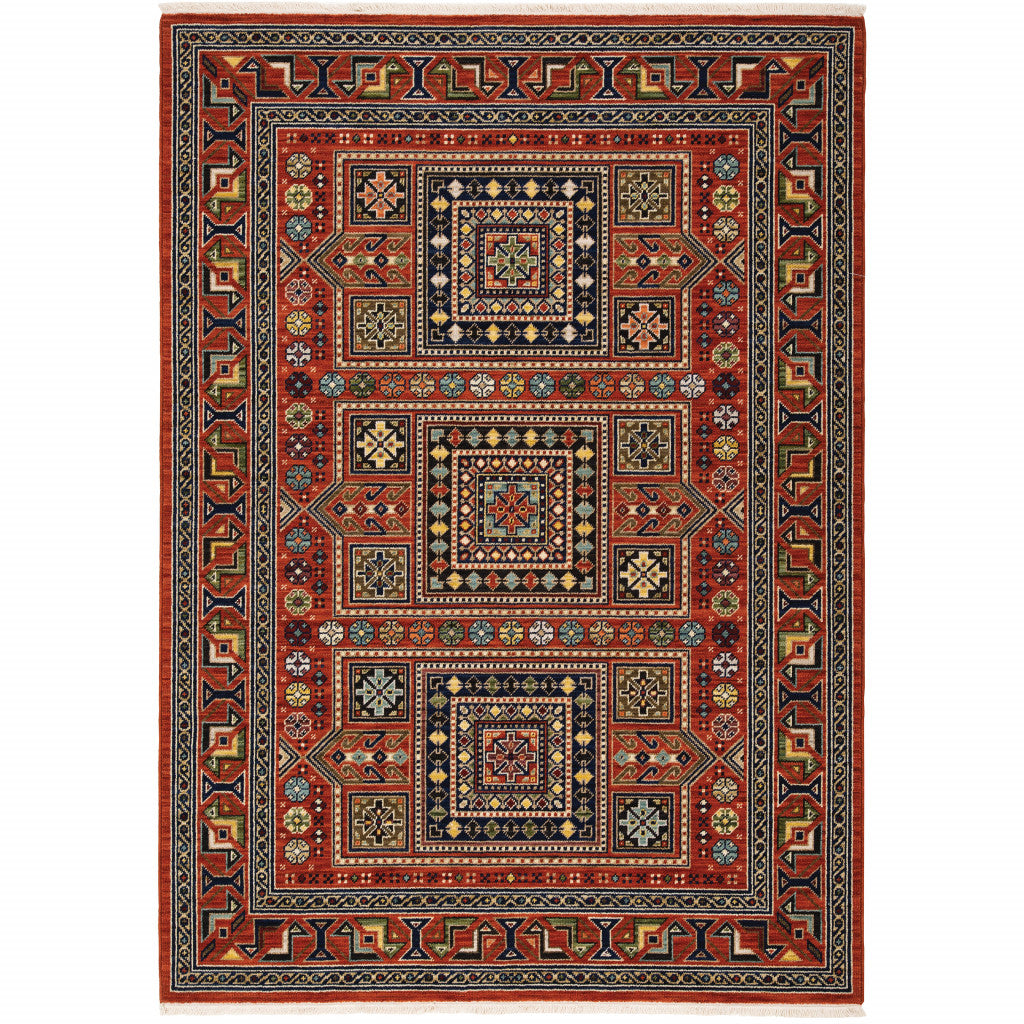 2' X 3' Blue and Red Oriental Power Loom Area Rug