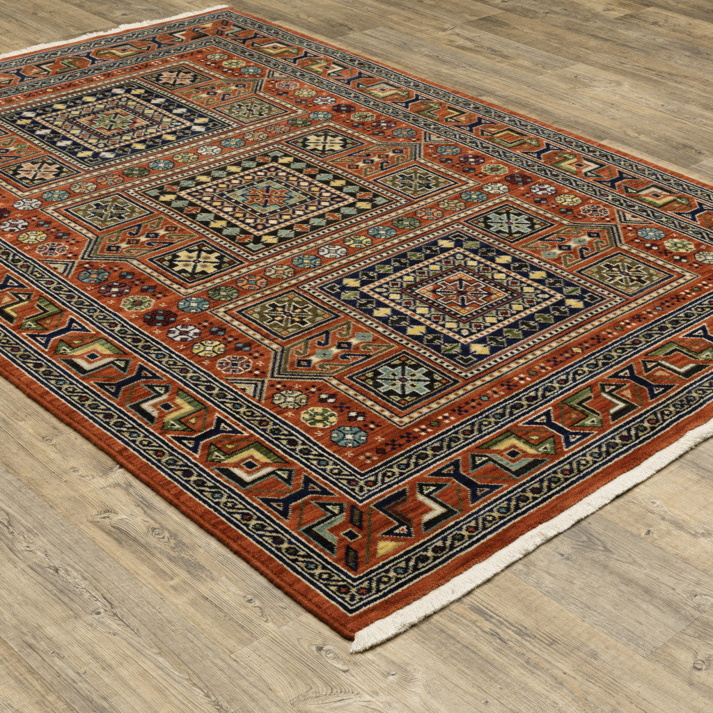 2' X 3' Blue and Red Oriental Power Loom Area Rug