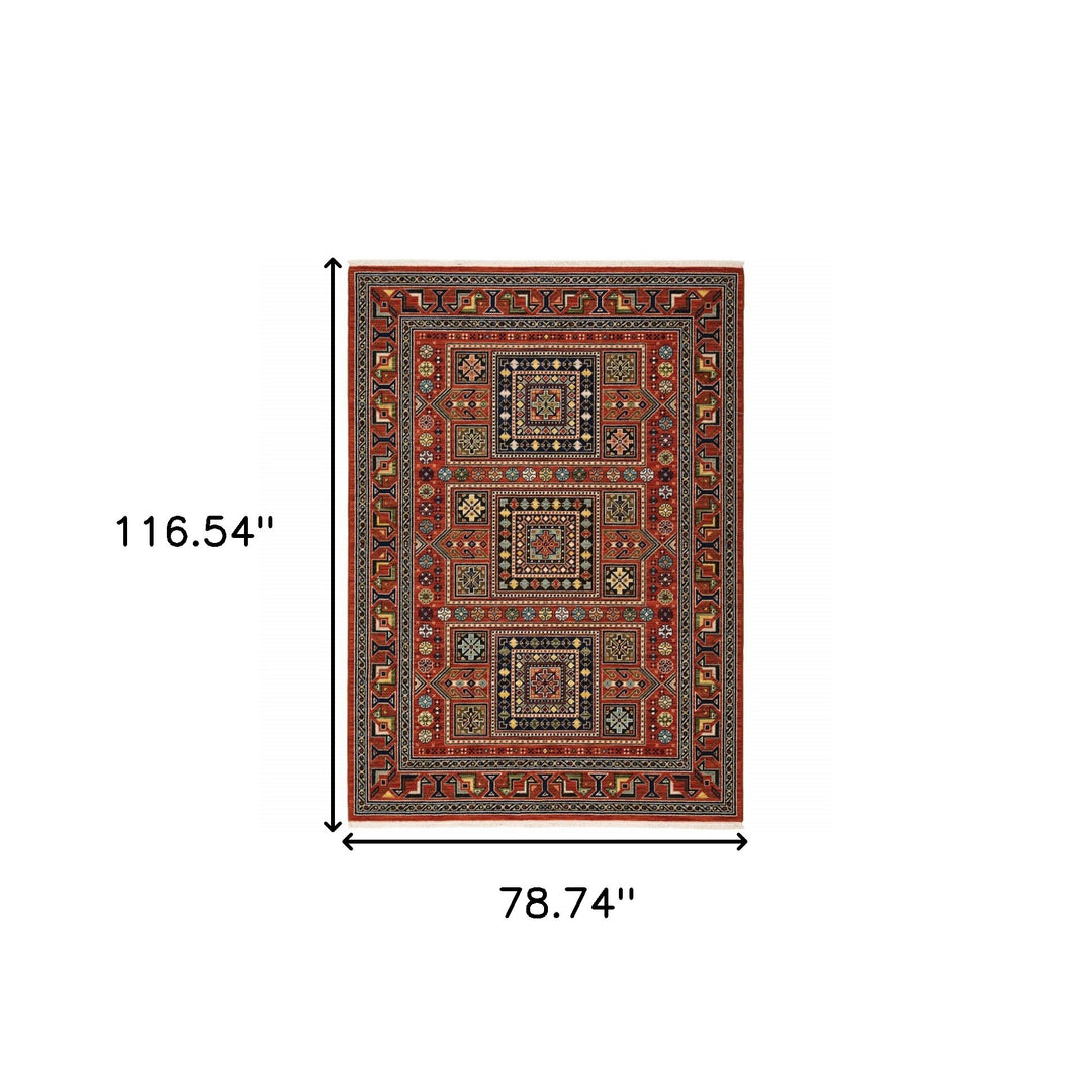 2' X 3' Blue and Red Oriental Power Loom Area Rug