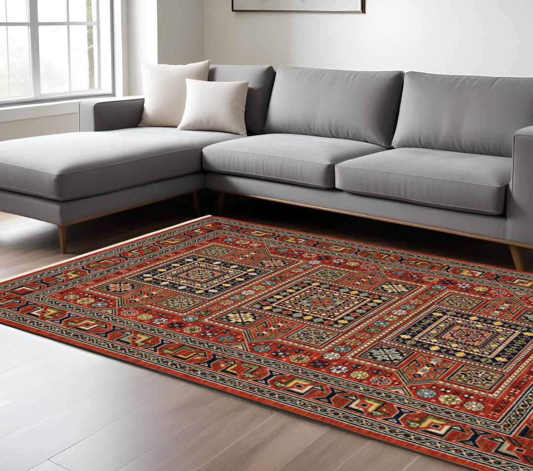 2' X 3' Blue and Red Oriental Power Loom Area Rug