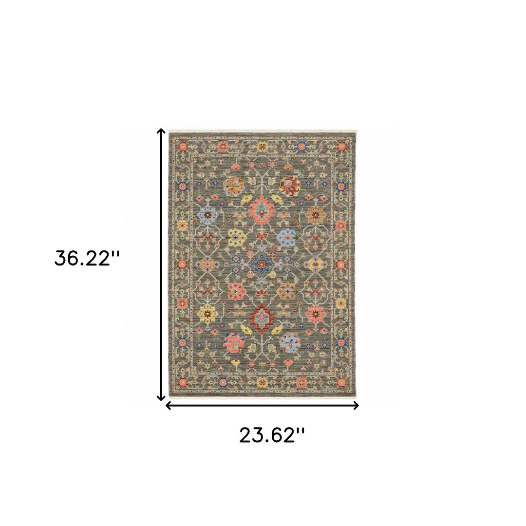 2' X 3' Blue and Gray Oriental Power Loom Area Rug