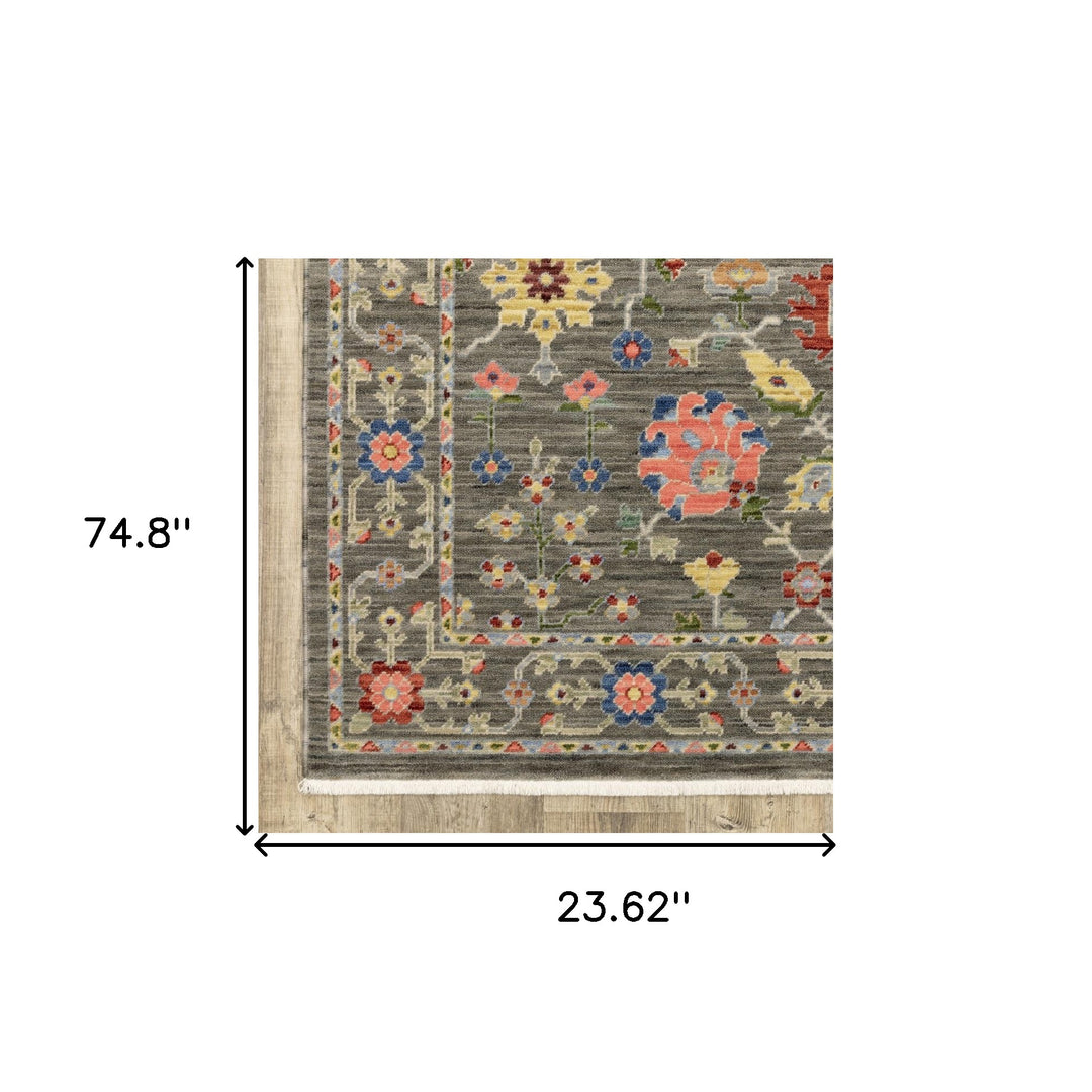 2' X 3' Blue and Gray Oriental Power Loom Area Rug