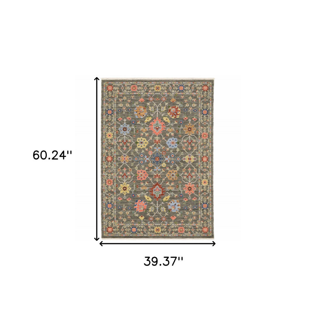 2' X 3' Blue and Gray Oriental Power Loom Area Rug