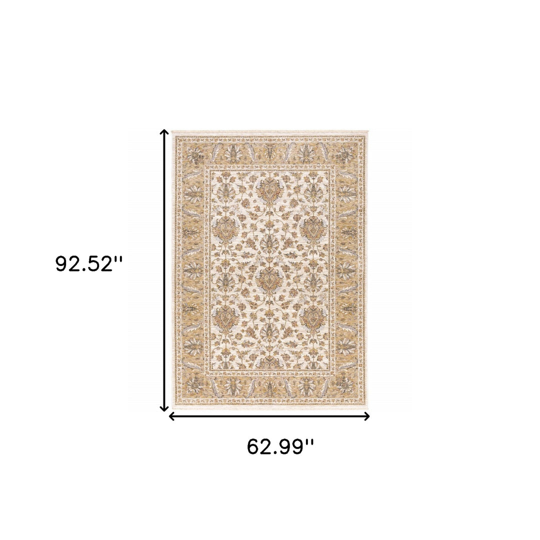 2' X 8' Rust And Ivory Oriental Power Loom Stain Resistant Runner Rug With Fringe