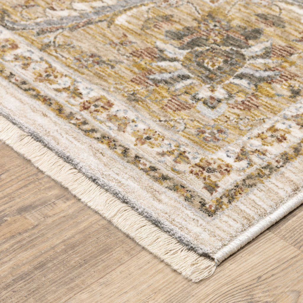 2' X 8' Rust And Ivory Oriental Power Loom Stain Resistant Runner Rug With Fringe