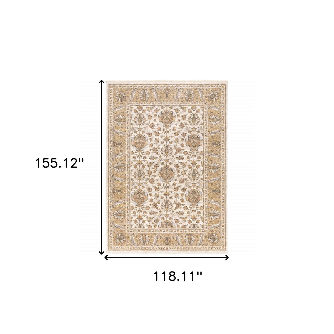 2' X 8' Rust And Ivory Oriental Power Loom Stain Resistant Runner Rug With Fringe