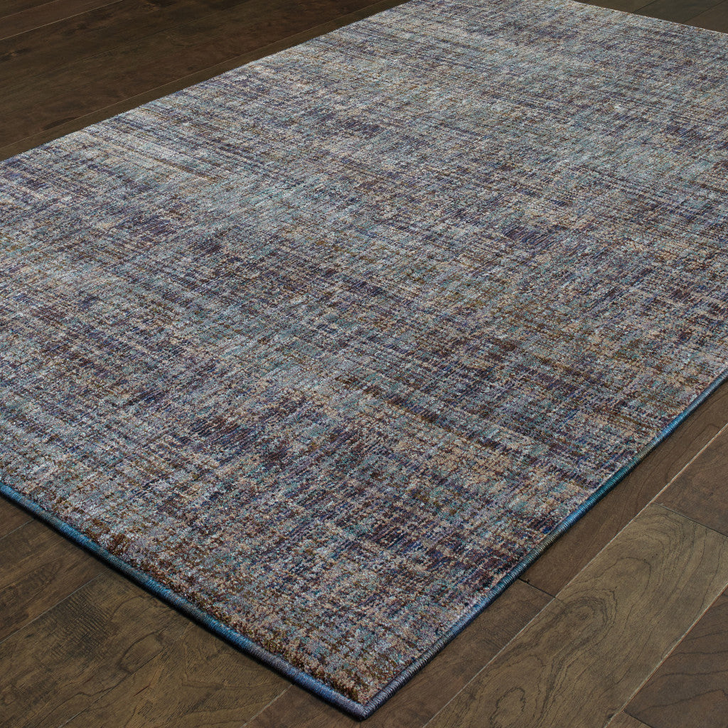 10' X 13' Blue and Ivory Power Loom Area Rug