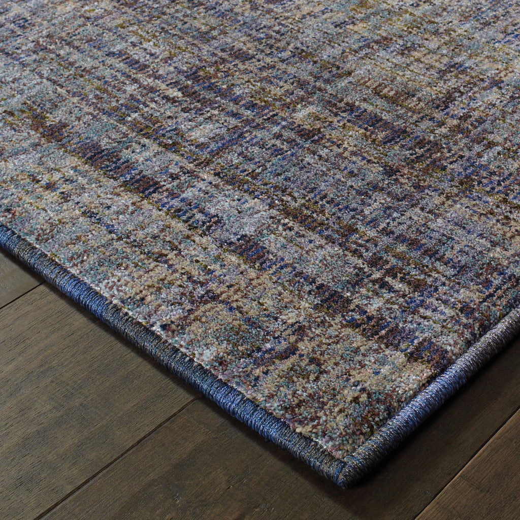 10' X 13' Blue and Ivory Power Loom Area Rug