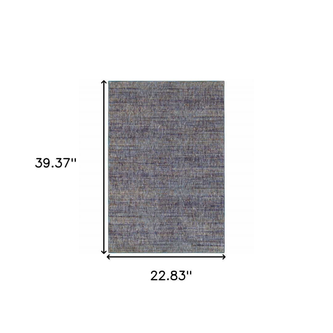 10' X 13' Blue and Ivory Power Loom Area Rug