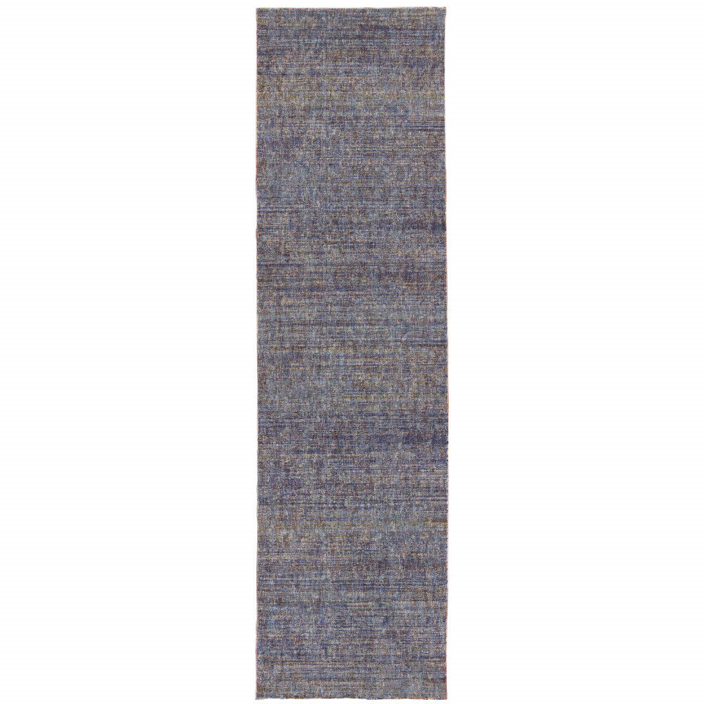 10' X 13' Blue and Ivory Power Loom Area Rug