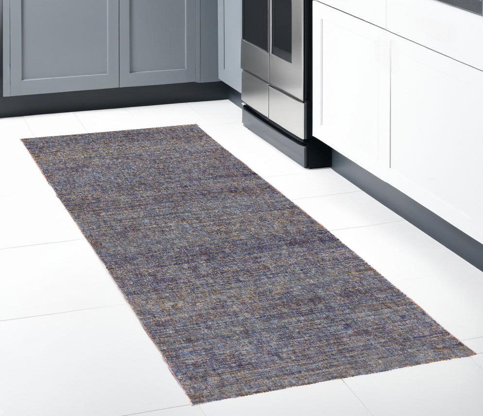 10' X 13' Blue and Ivory Power Loom Area Rug