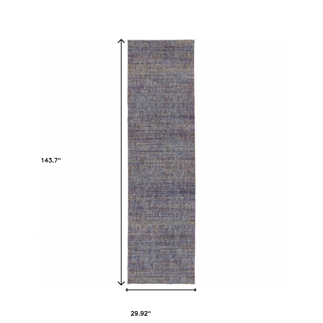 10' X 13' Blue and Ivory Power Loom Area Rug