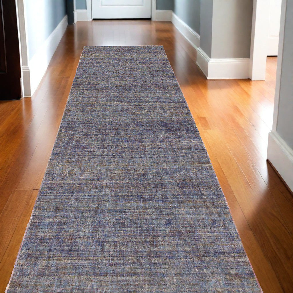 10' X 13' Blue and Ivory Power Loom Area Rug