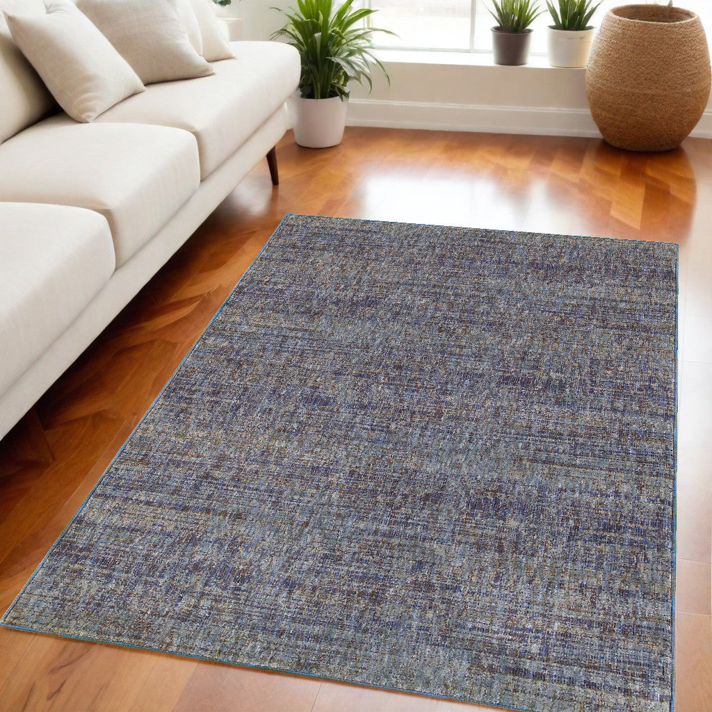 10' X 13' Blue and Ivory Power Loom Area Rug