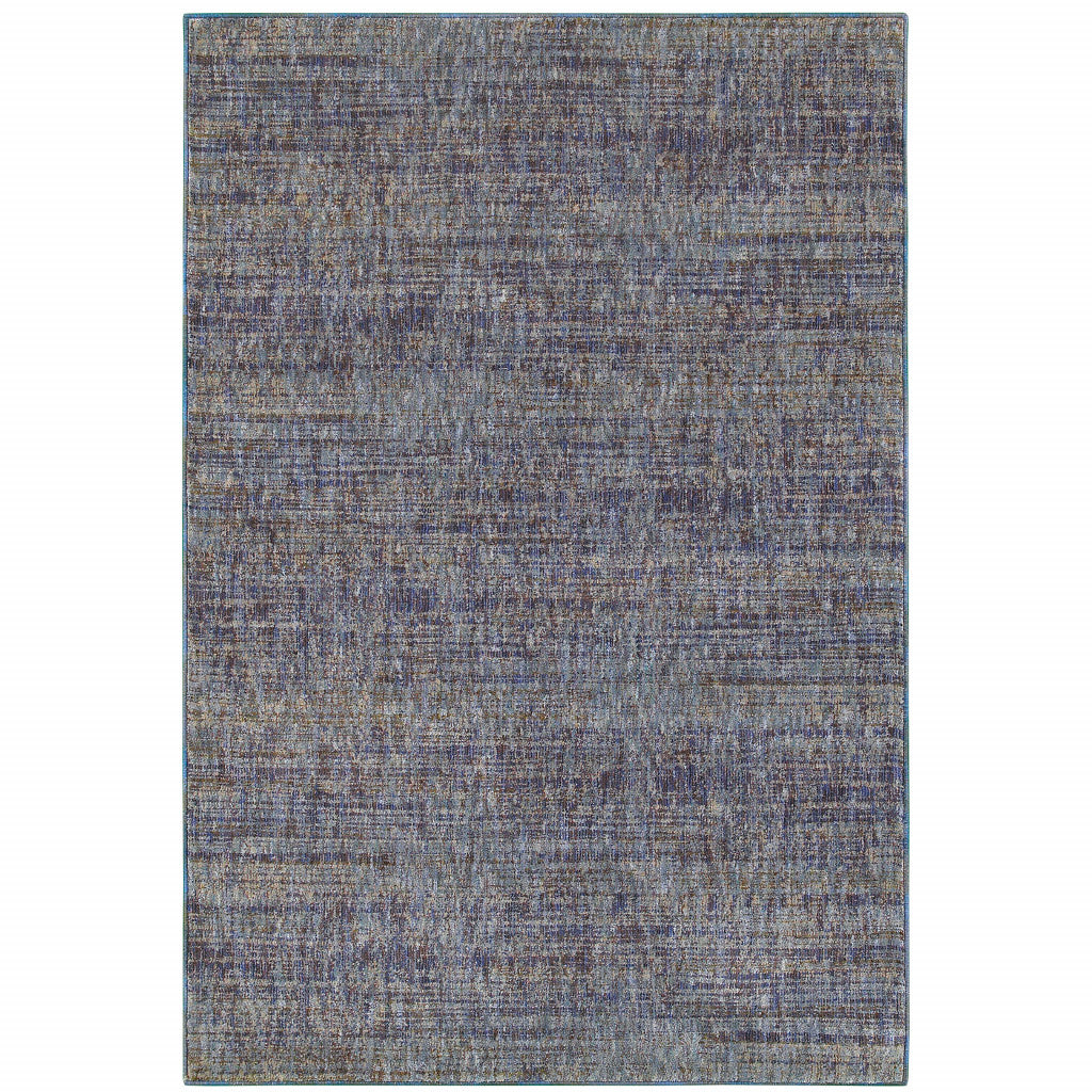 10' X 13' Blue and Ivory Power Loom Area Rug