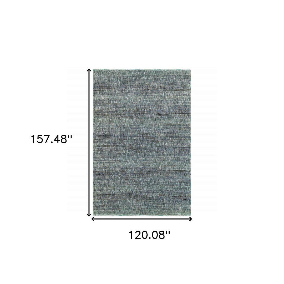 10' X 13' Blue and Ivory Power Loom Area Rug