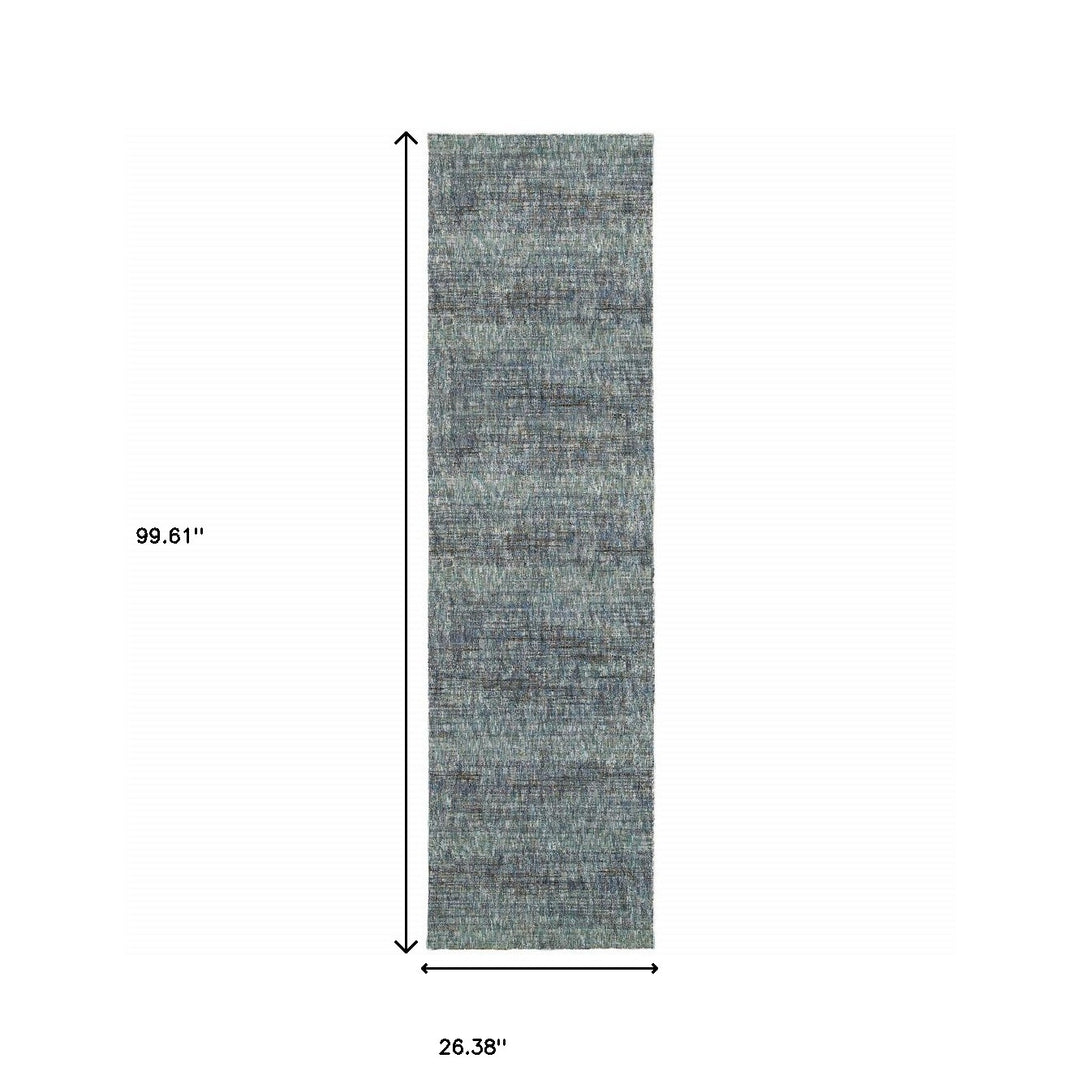 10' X 13' Blue and Ivory Power Loom Area Rug