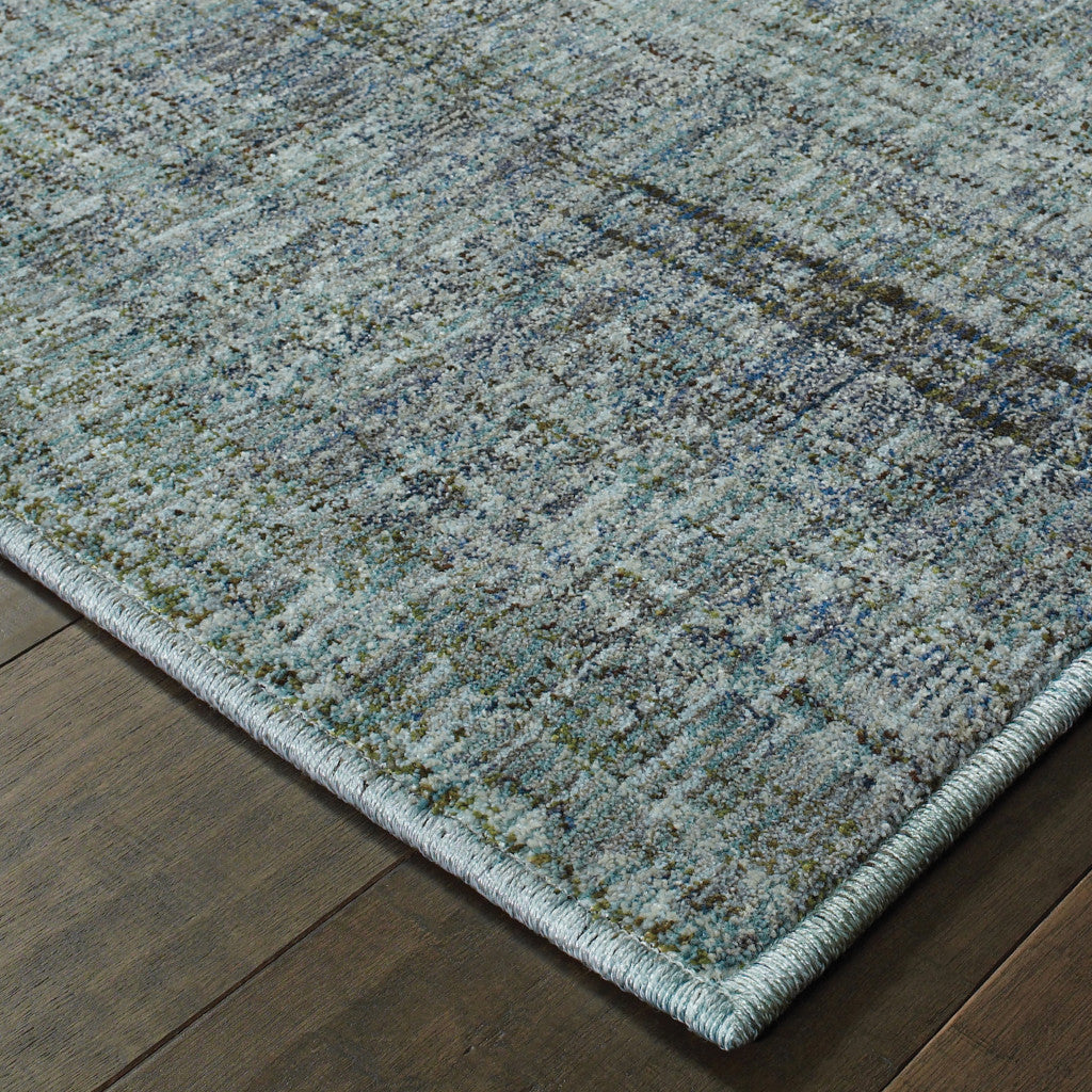 10' X 13' Blue and Ivory Power Loom Area Rug