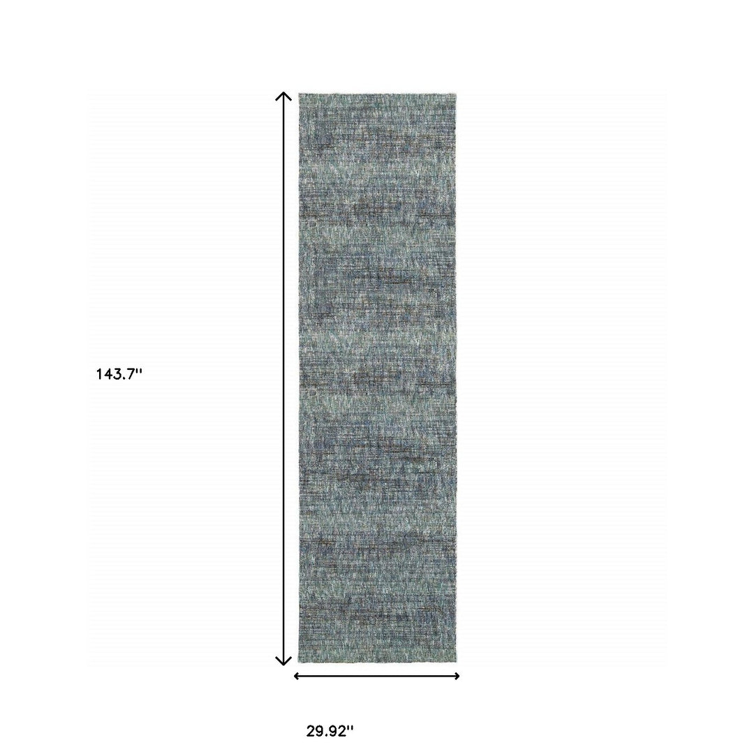 10' X 13' Blue and Ivory Power Loom Area Rug