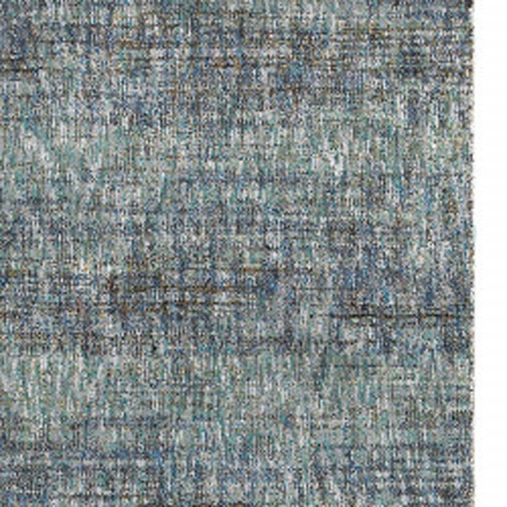 10' X 13' Blue and Ivory Power Loom Area Rug