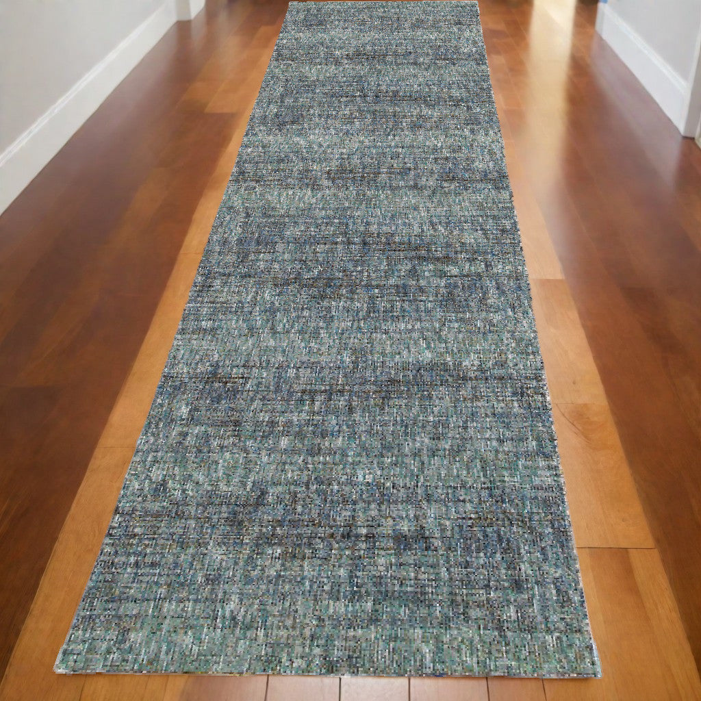 10' X 13' Blue and Ivory Power Loom Area Rug